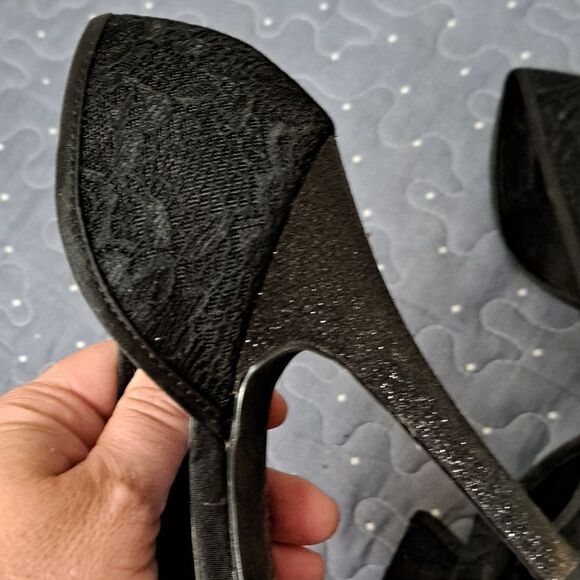 Jacqueline Ferrar black lace bow platform heels size 8.5 - Picture 5 of 8